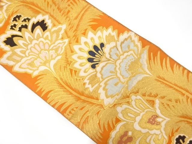 JAPANESE KIMONO / ANTIQUE FUKURO OBI / SILK / WOVEN CHINESE FLOWERS